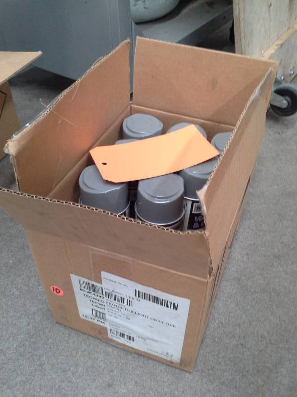 lot 272 image: 8 Cans of Technicians Choice Light Gray Vinyl, Plastic and Carpet Dye