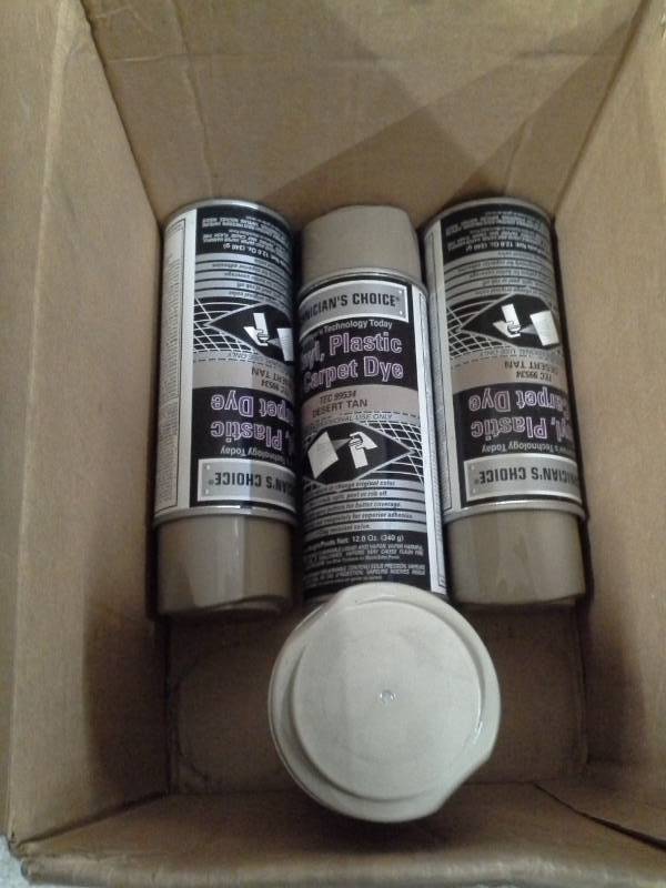 lot 274 image: 4 Cans of Technicians Choice Desert Tan Vinyl, Plastic & Carpet Dye