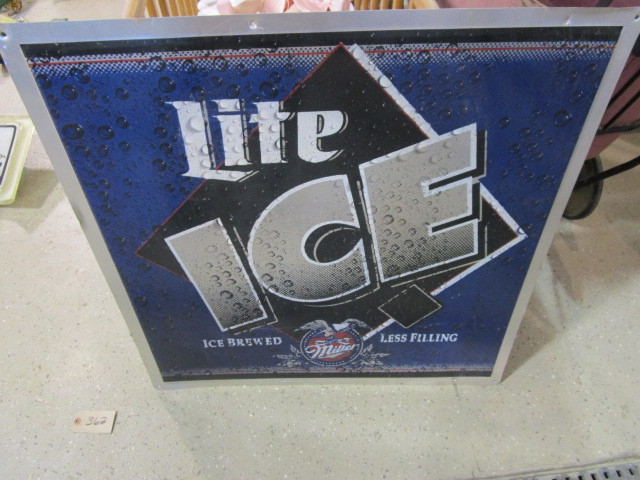 lot 362 image: MILLER LITE ICE METAL SIGN