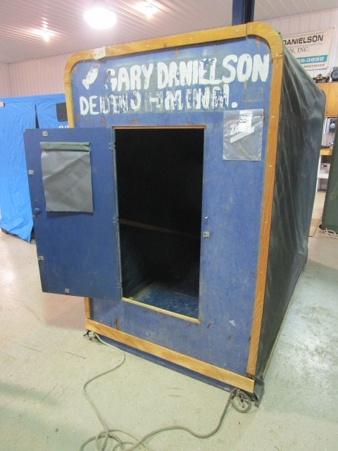 lot 204 image: HOME MADE WOODEN FISH HOUSE WITH 4 HOLES