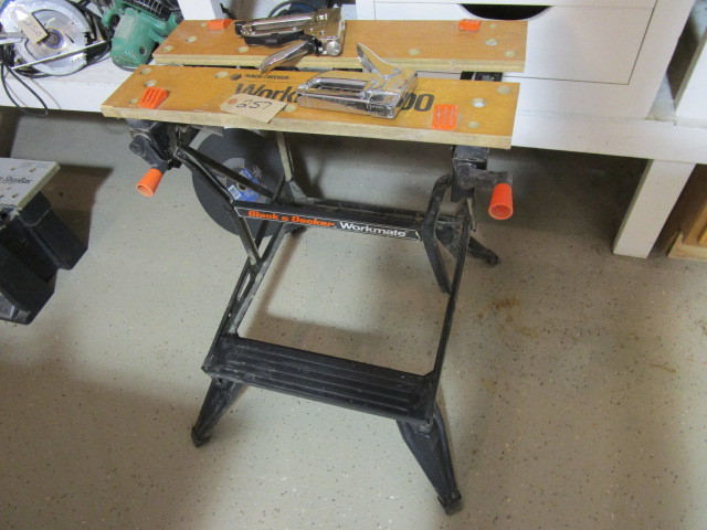 lot 257 image: WORKMATE SHOP TABLE AND STAPLERS