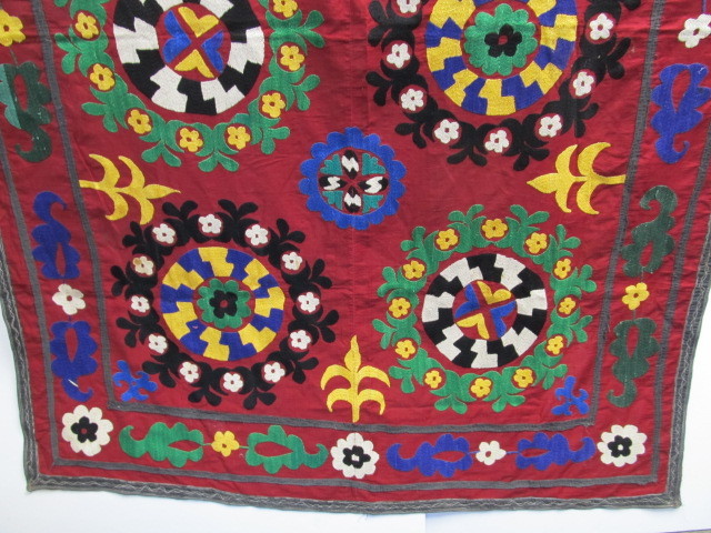 lot 37 image: Colorful Vintage Embroidered Wall Hanging Textile