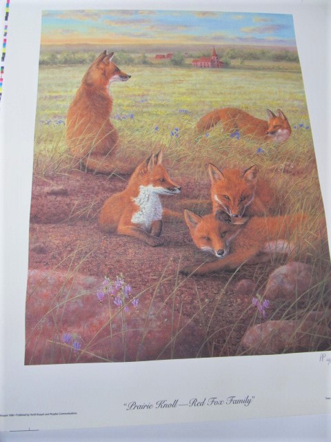 lot 59 image: Signed Numbered Pre-Production Prairie Knoll - Red Fox Family PRODUCTION PROOF Prints