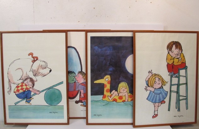lot 52 image: Original 1967 COMPLETE Set of 4 Mail-Away Posters by Tomi Ungerer for Bugles