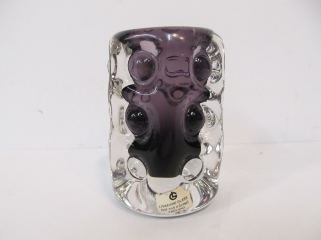 lot 105 image: Vintage Mid Century Hand Made LISKEARD Sculptural Art Glass Vase
