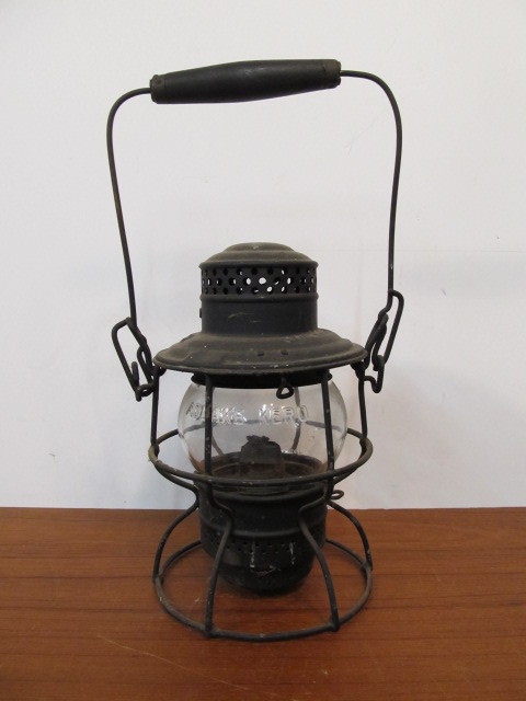 lot 112 image: Old Vintage CANADIAN PACIFIC RAILROAD Adlake Lantern wEmbossed Globe