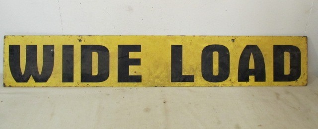 lot 116 image: LARGE Vintage Heavy Steel Industrial WIDE LOAD Truck Sign