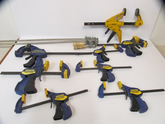 lot 218 image: Lot of IRWIN etc Quick-Grip & Other Woodworking Clamps