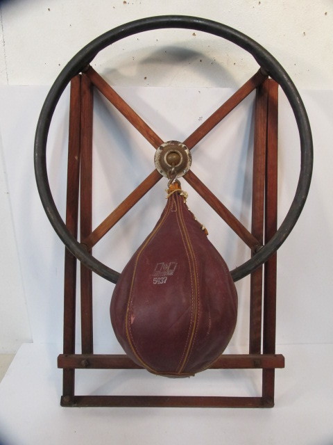 lot 224 image: Old Vintage HAWTHORNE Boxing Punching Bag w Original Ceiling Rack