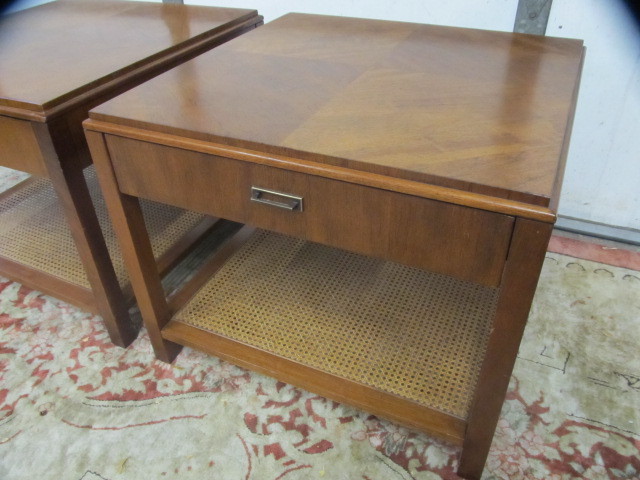 lot 69 image: Matching Pair of Mid Century FOUNDERS Side Tables wDrawers