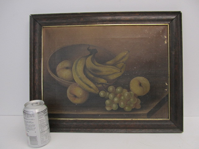 lot 237 image: Antique 19th Century Framed Oil on Canvas Still Life Painting