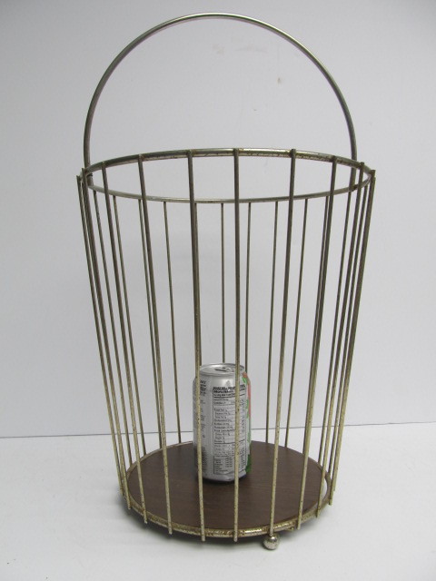 lot 242 image: Vintage Mid Century Wire Cage Waste Basket