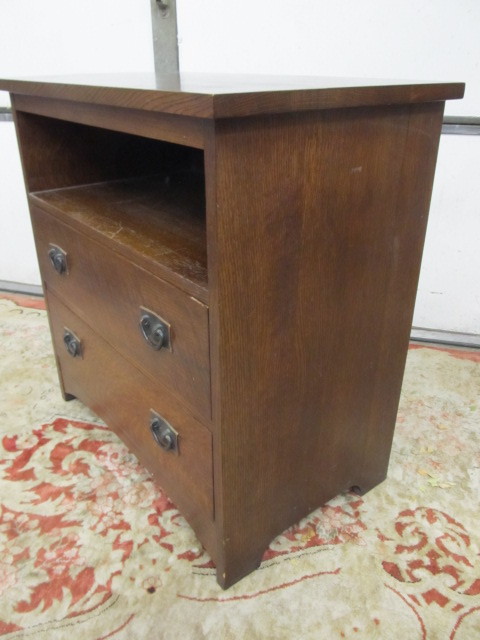 lot 2 image: Signed STICKLEY 2 Drawer Oak Cabinet