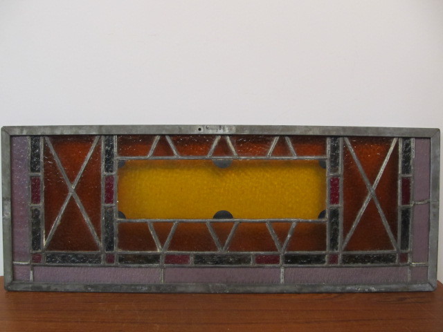 lot 180 image: Very Nice Antique Stained Glass Window wMetal Frame