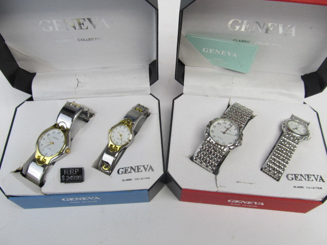 lot 265 image: 2 Sets of Mint In Box His & Hers GENEVA Watches