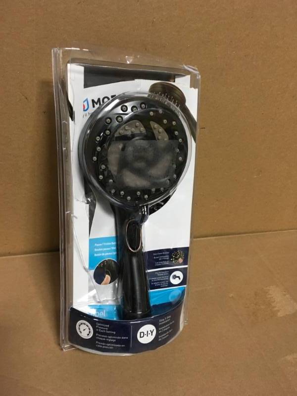 lot 4 image: MOEN Propel 5-Spray 4.5 in. Hand Shower in Mediterranean Bronze. Hand shower head and hose only- open box