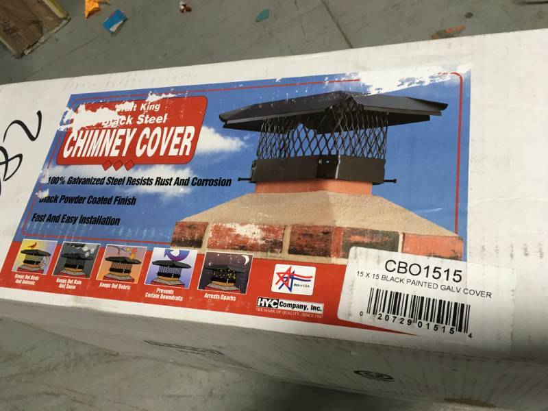 lot 8 image: Shelter 15-in W x 15-in L Black Galvanized Steel Square Chimney Cap not used