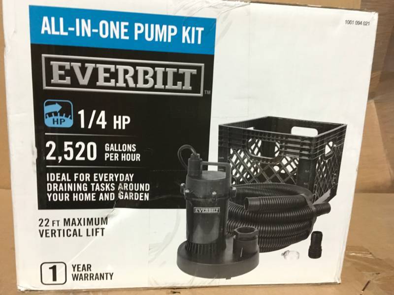 lot 17 image: Everbuilt 14 HP Submersible Utility Pump Kit not used