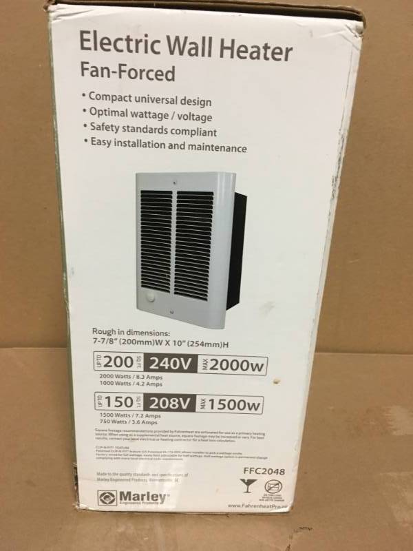 lot 25 image: Fahrenheat 2,000-Watt Small Room Wall Heater open box