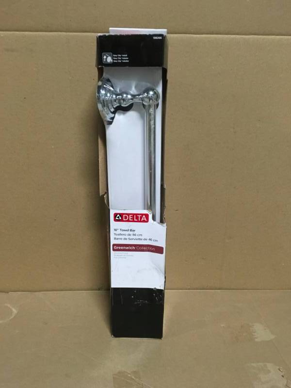 lot 83 image: Delta Greenwich 18 in. Towel Bar in Chrome new