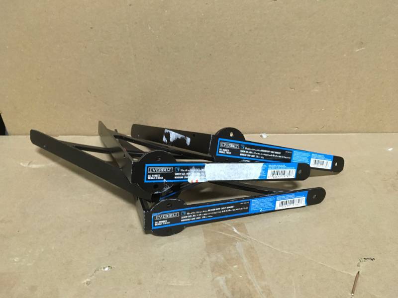 lot 92 image: Lot of 3 Everbuilt 10 in. x 8 in. Oil-Rubbed Bronze Modern Medium Duty Shelf Bracket new