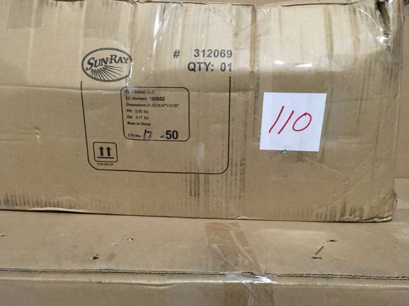 lot 110 image: SunRay Vittoria 52 in. Single Head Black Flickering Candle Light Outdoor Solar Lamp Post- not used