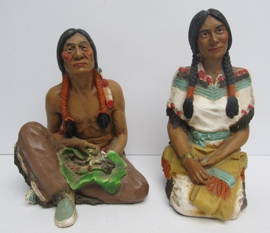 lot 17 image: Pair of Vintage Native American Statues by Universal Statuary Corp.