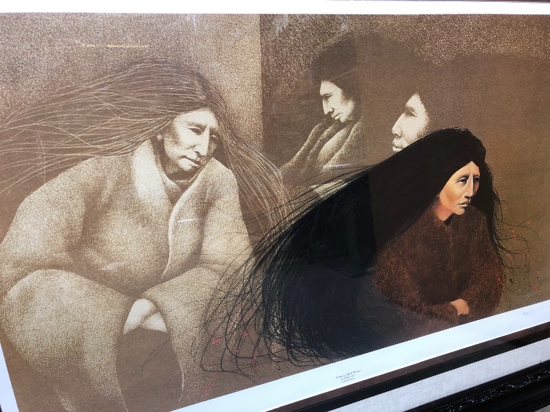 lot 2 image: Framed Signed & Number Standing Rock Women ARTIST PROOF Print by Frank Howell