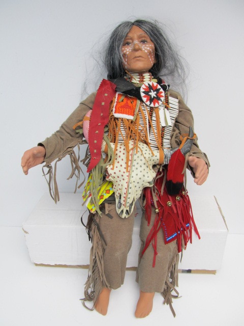 lot 44 image: Large 30 Limited Edition Hand Numbered TIMELESS COLLECTION Seated Native American Doll #3