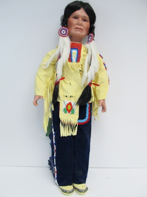lot 52 image: Large 27.5 Limited Edition Hand Numbered TIMELESS COLLECTION Native American Doll #10