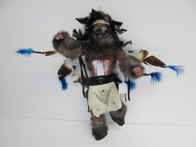 lot 55 image: 17.5 Hand Made Native American Kachina Style Wood Doll