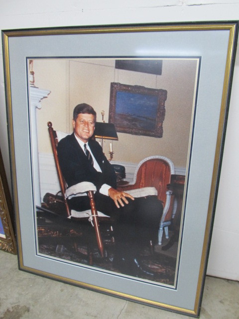 lot 72 image: LARGE Framed President JFK Full Color Photo Print