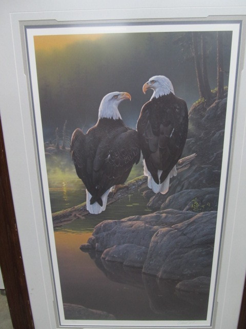 lot 75 image: Large Signed & Numbered Perched Eagle Print