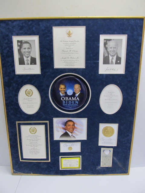 lot 77 image: Large Original 2009 Presidential Inauguration Invitation Framed Display - Obama Biden