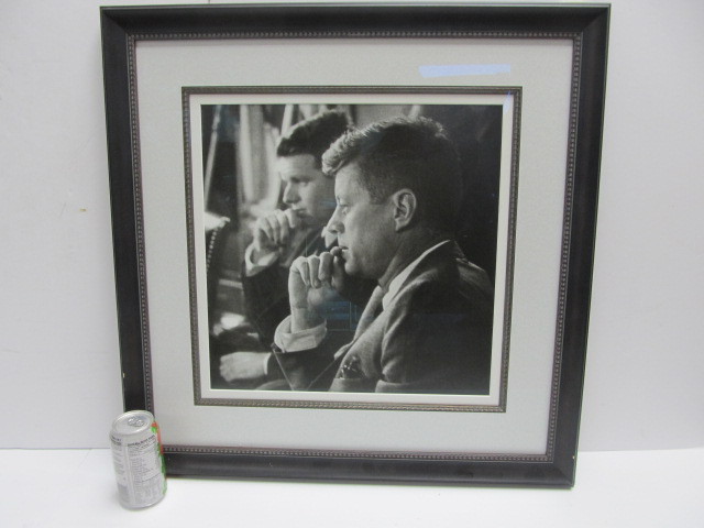 lot 80 image: Framed Black & White JFK Photo Print