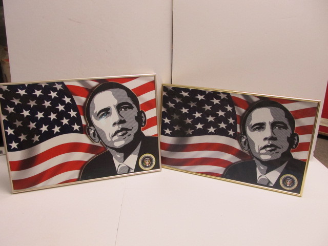 lot 81 image: Pair of President BARACK OBAMA Framed Prints