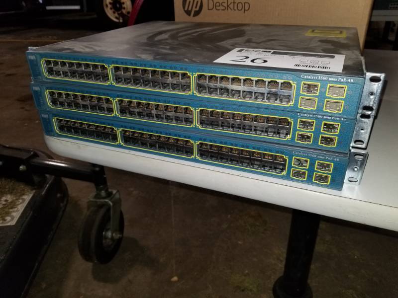 lot 26 image: Lot of (3) Cisco Systems Catalyst 3560 PoE-48 Rack-Mount