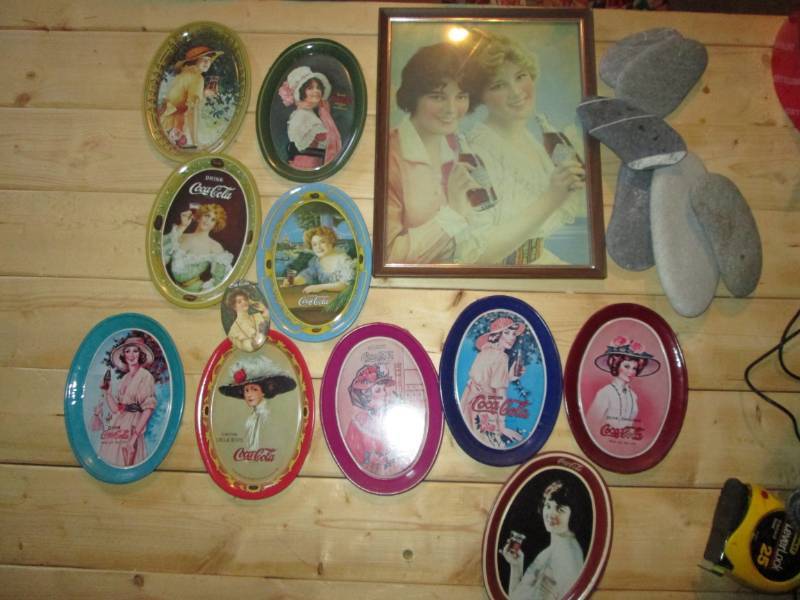 lot 31 image: Coca Cola picture, tins, and rocks...