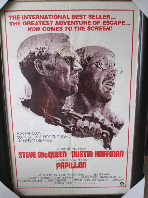 lot 4 image: Papillion framed movie poster...