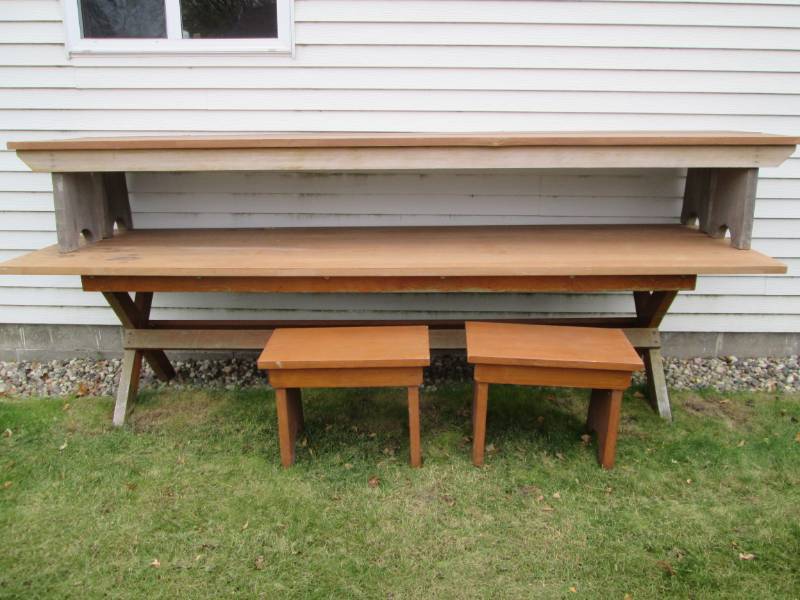 lot 166 image: 10 x 3.5 harvest table with bench...