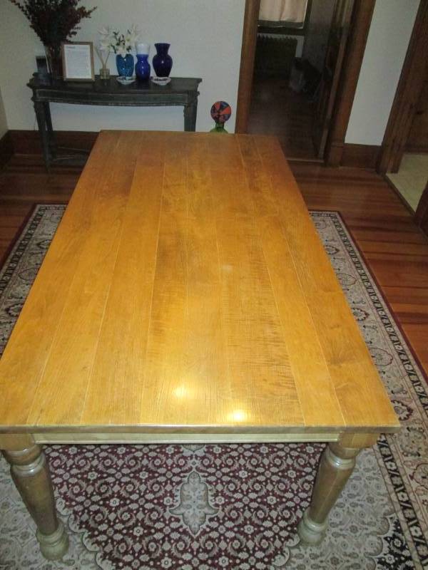 lot 169 image: Custom fiddleback maple dining tabl...