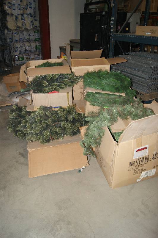lot 082 image: Boxes of Wreaths and Garland