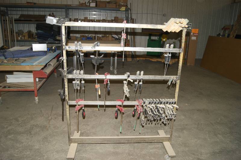 lot 108 image: Lot of Clamps wRolling Rack