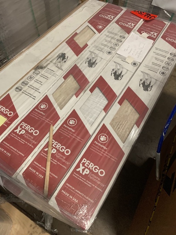 lot 16 image: 343 sq ft Pergo XP Vanilla Travertine 10 mm Thick x 5-14 in. Wide x 47-14 in. Length Laminate Flooring (13.74 sq. ft.  case)