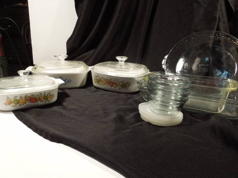 lot 38 image: Corningware, Pyrex, and Anchor Hocking