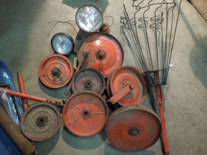 lot 24 image: Antique Lights & Pulleys From Farm Equipment
