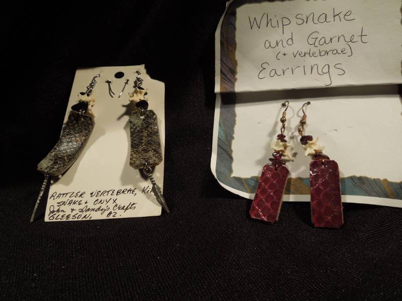 lot 18 image: Snake Skin and Vertebre Earrings (Garnet & Onyx)