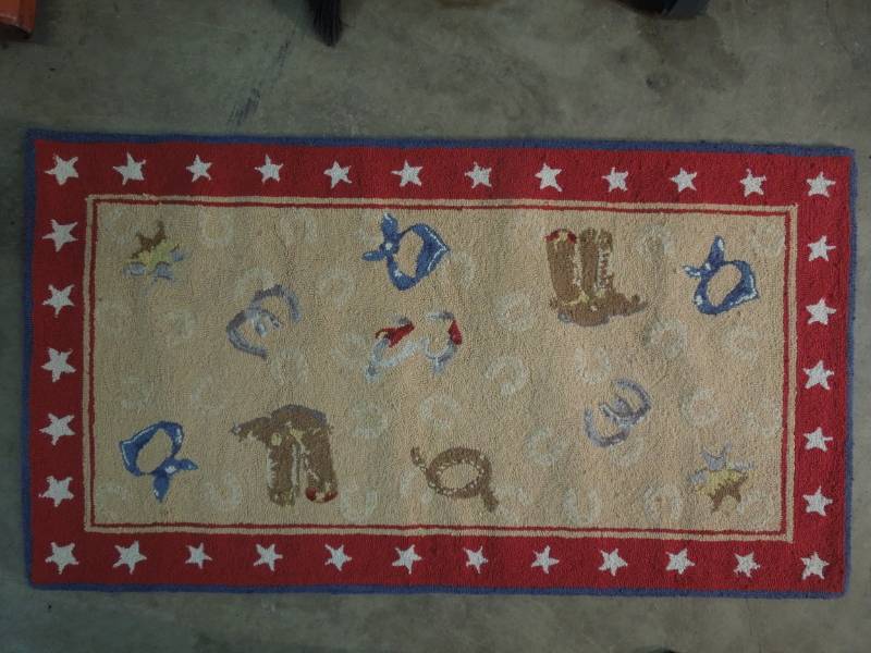lot 102 image: 100% Wool Cowboy Western Rug 31x57