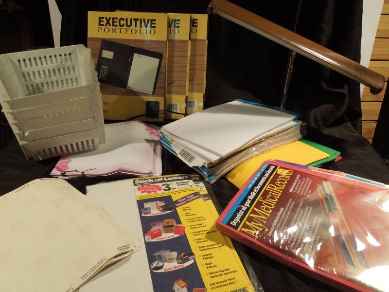 lot 80 image: Office Supplies, Portfolios, Antique Desk Lamp