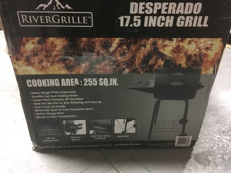 lot 4 image: RiverGrille 17.5 in. Desperado Charcoal Grill in Black- not used
